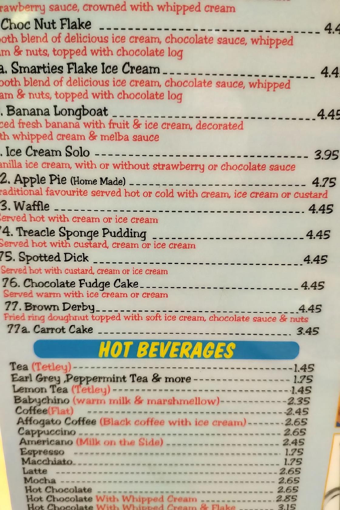 Menu at PopIn Cafe, High