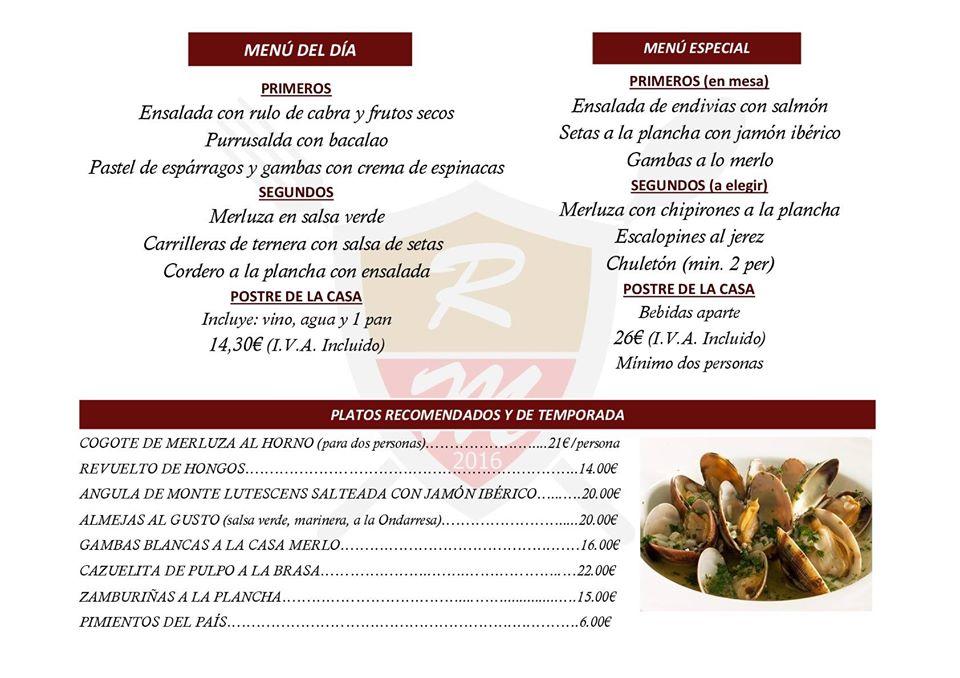 Menu at Restaurante Rafael Merlo, Getxo