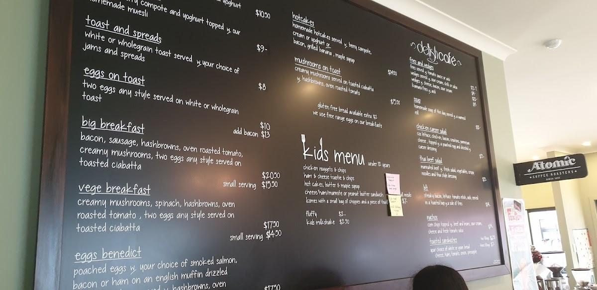 Menu at Delish Cafe, Feilding