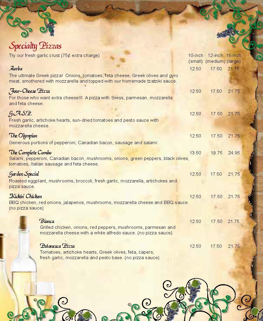 Menu at Romio's Pizza & Pasta pizzeria, Ontario