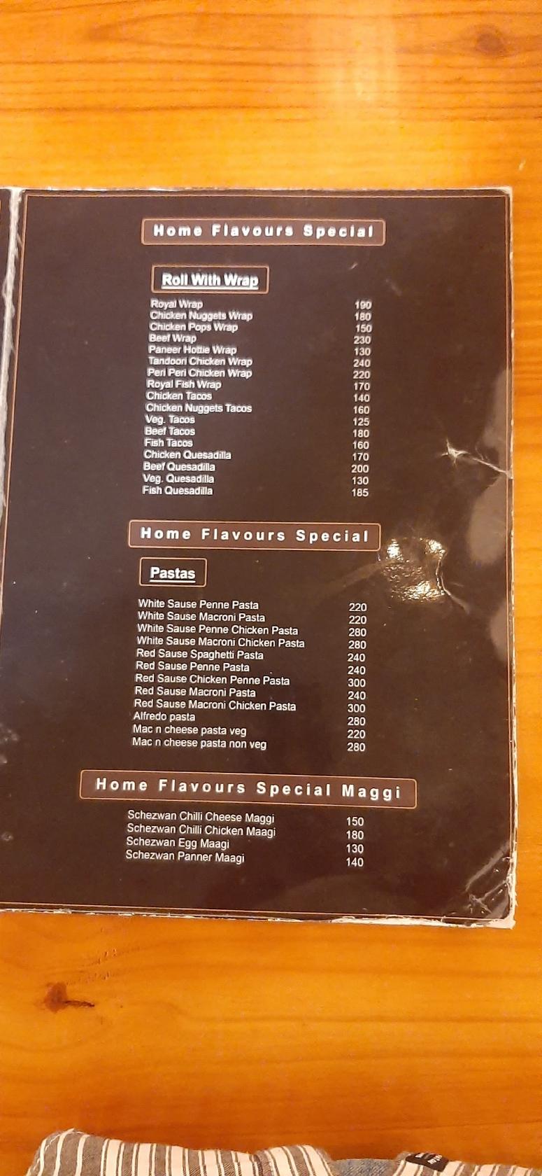 Menu at Adams Cafe, Pala