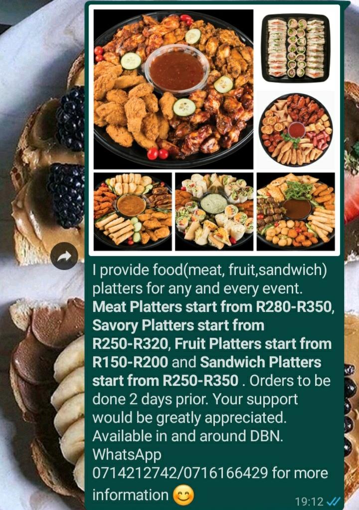 Carta de Caneli Creations Cakes & Platters, Durban
