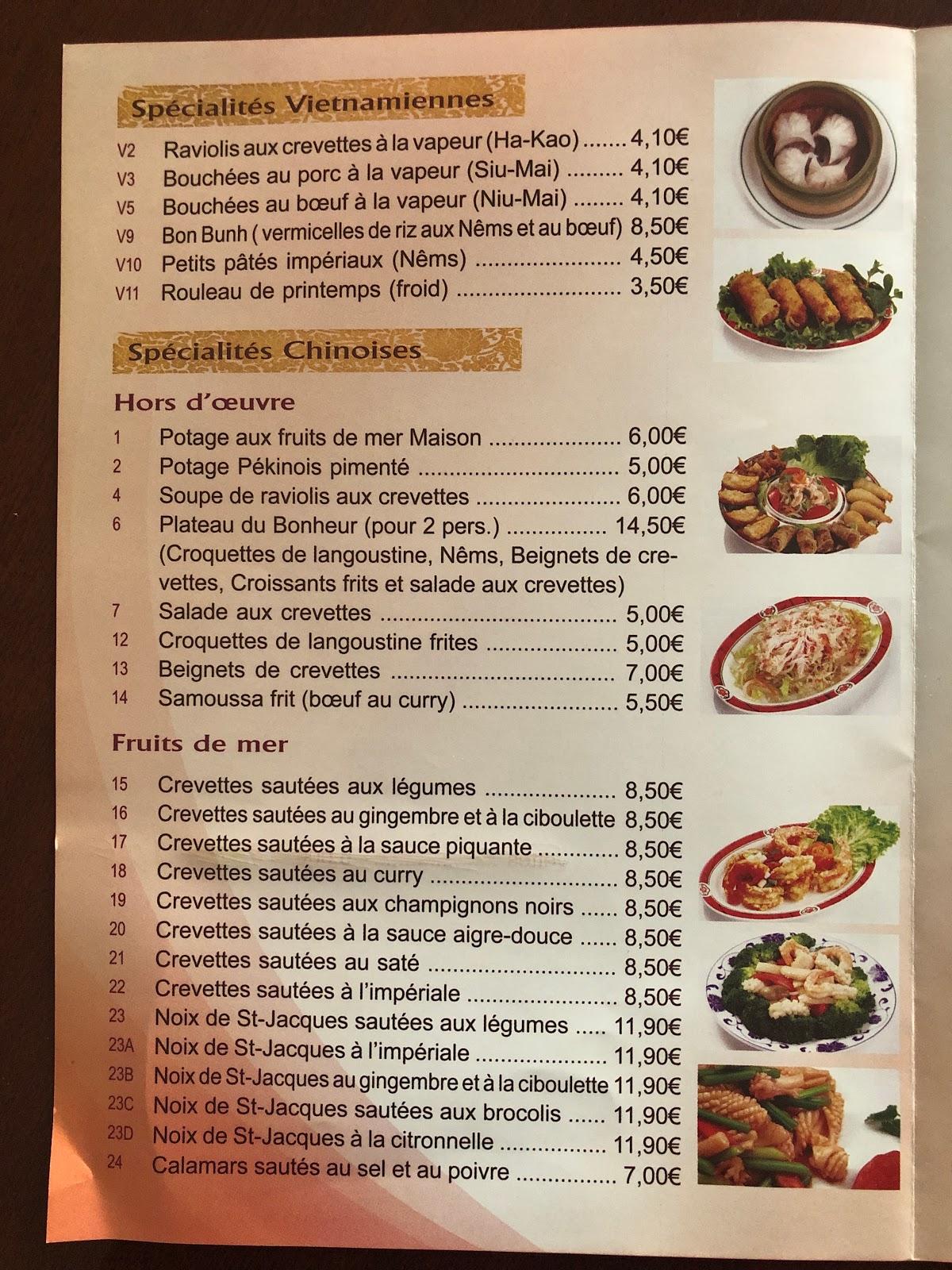 Menu at Grande Muraille restaurant, Elbeuf