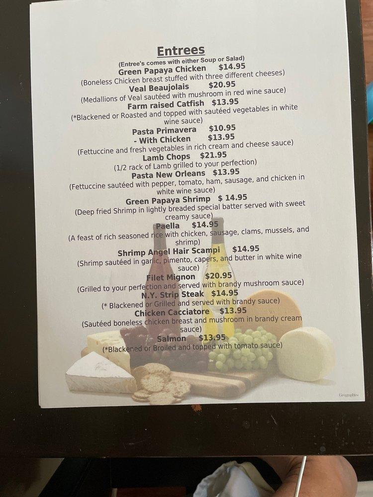 Menu at Green Papaya Restaurant, Philadelphia