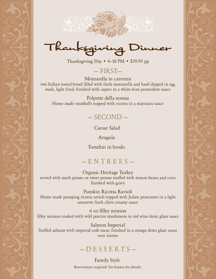 Menu at La Fontana Coast Sea Isle City restaurant, Sea Isle City