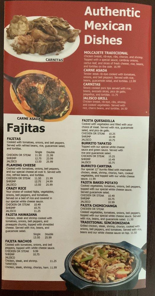 Menu at Jalisco Taqueria & Grill restaurant, Oxford