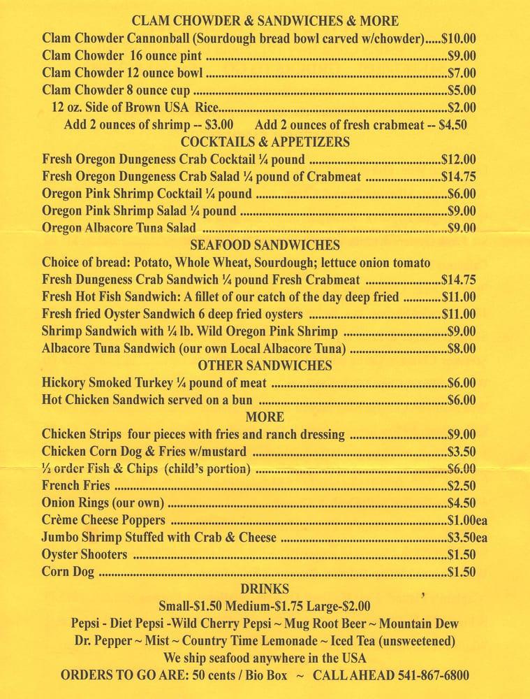 Menu at South Beach Fish Market restaurant, Newport