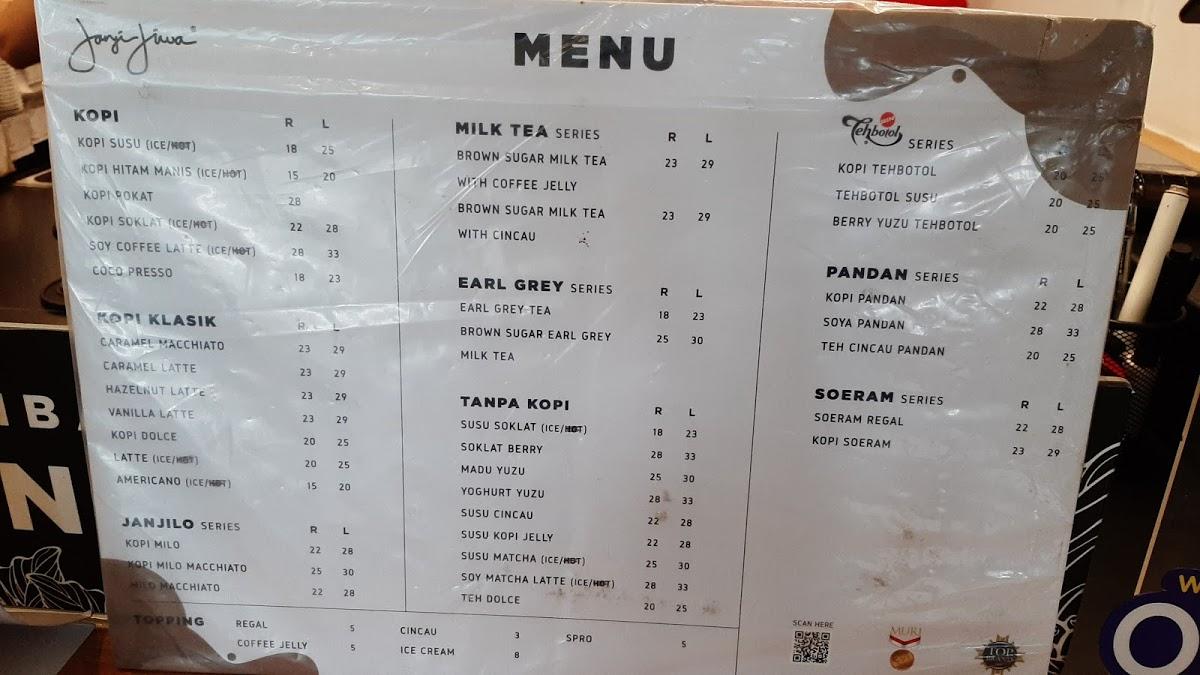 Menu At Kopi Janji Jiwa Cirendeu Cafe South Tangerang