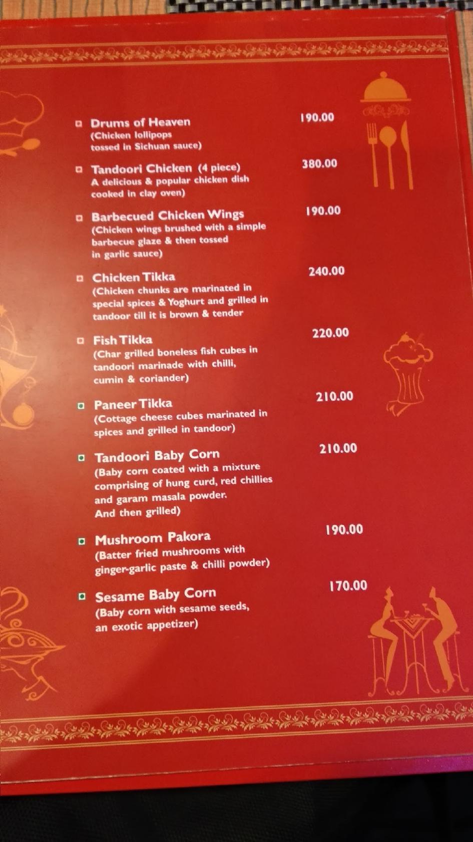 Quality Restaurant menu