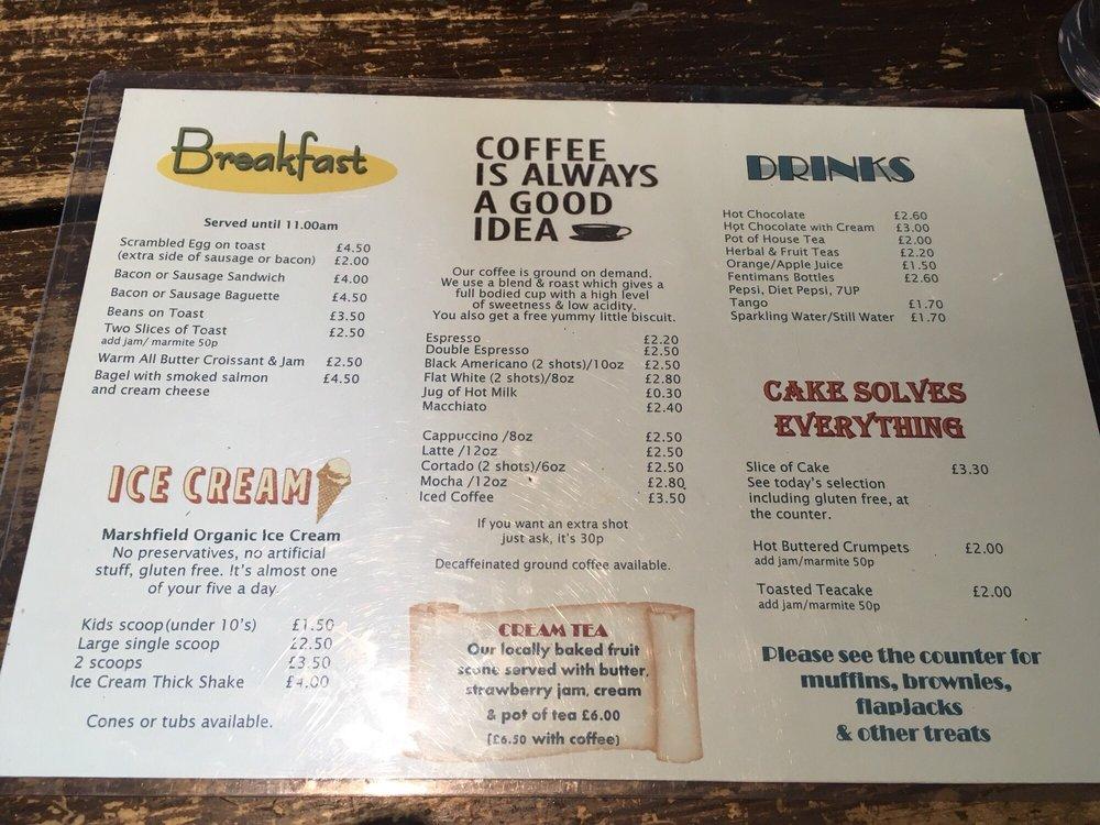 Menu at Quayside Kitchen cafe, Rye