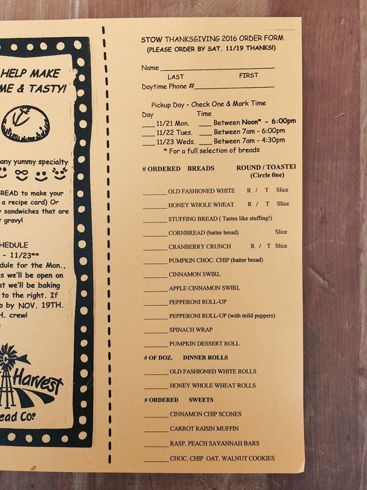 Menu at Great Harvest Bread, Stow