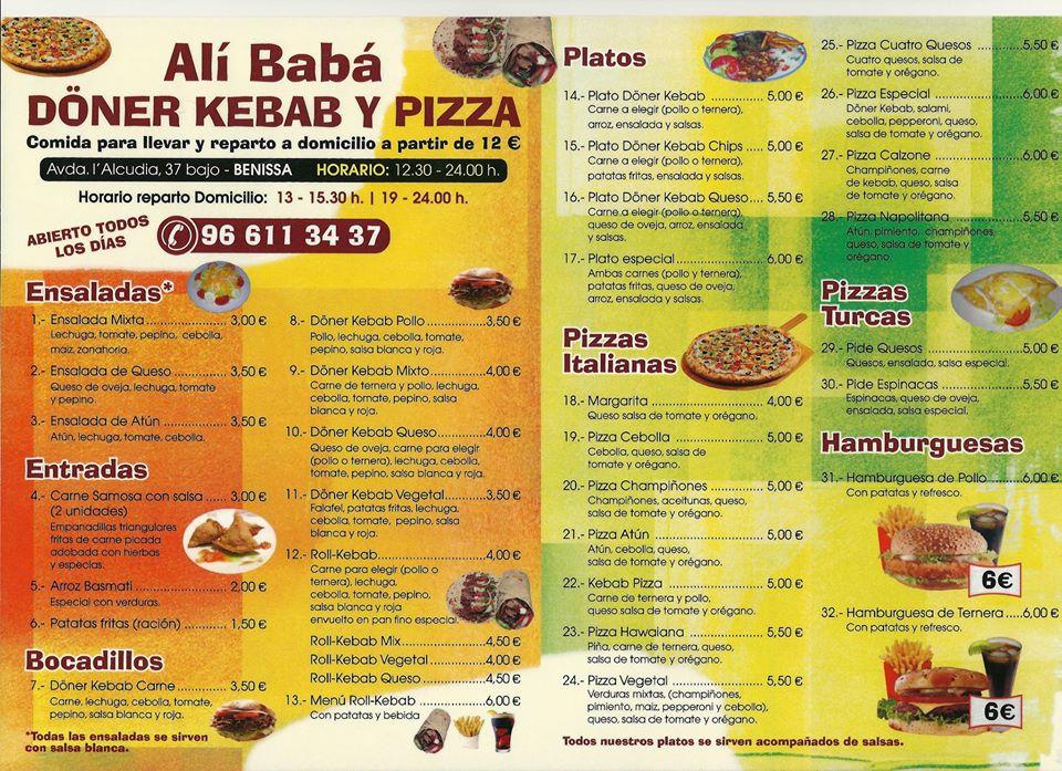 Carta Del Restaurante Döner Kebab Y Pizza, Benisa