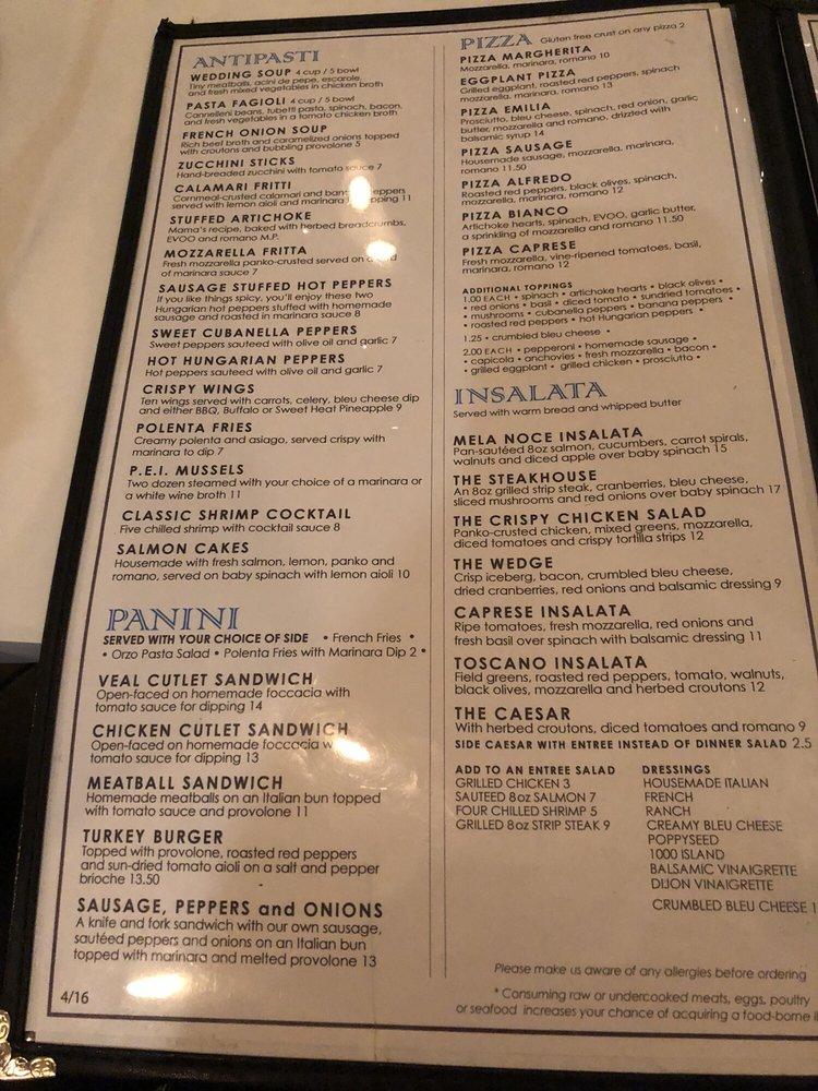 Menu at Alfredo's At the Inn Italian Restaurant, Mayfield
