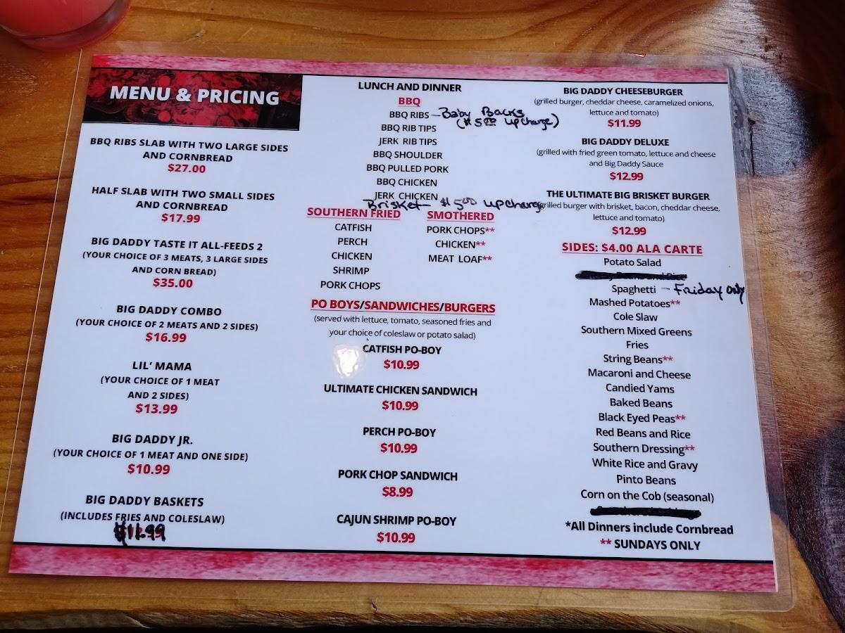 Menu At Big Daddy's BBQ & Soul Food, Milwaukee, W Capitol Dr