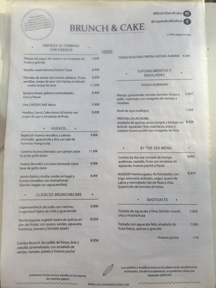 Menu At Brunch Cake Desserts Barcelona Carrer D Enric Granados