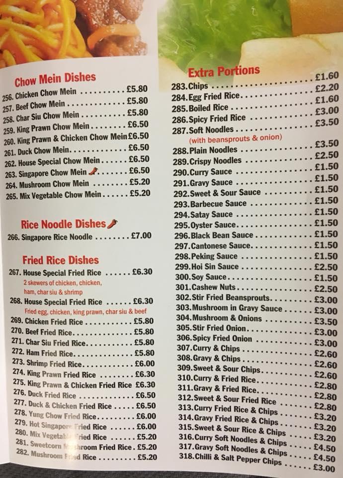 Menu at China Taste fast food, Peterlee