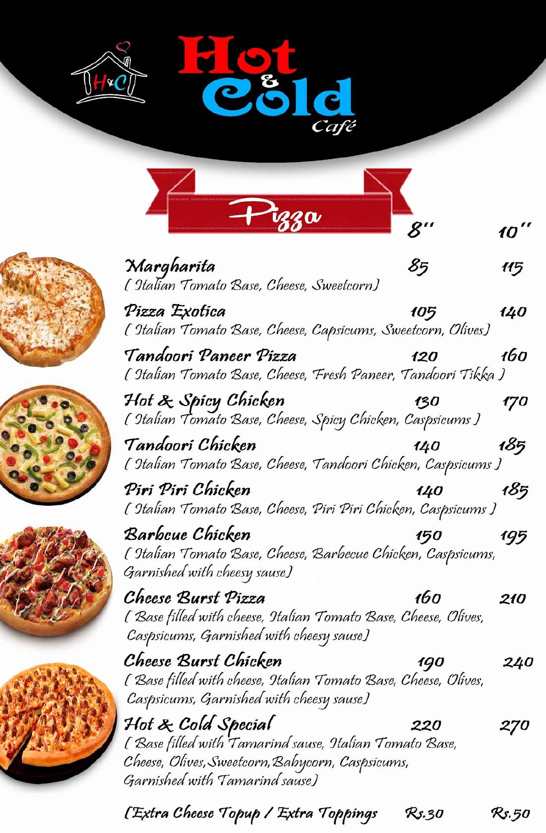 Hot & Cold Cafe menu