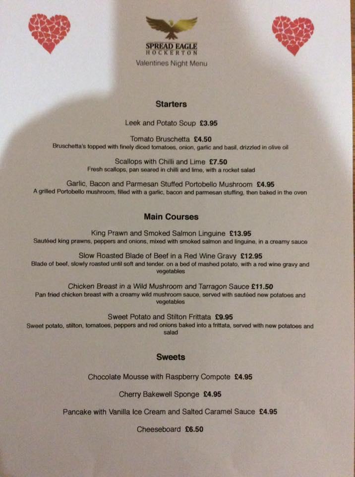 Menu at The Spread Eagle pub & bar, Southwell, Caunton Rd