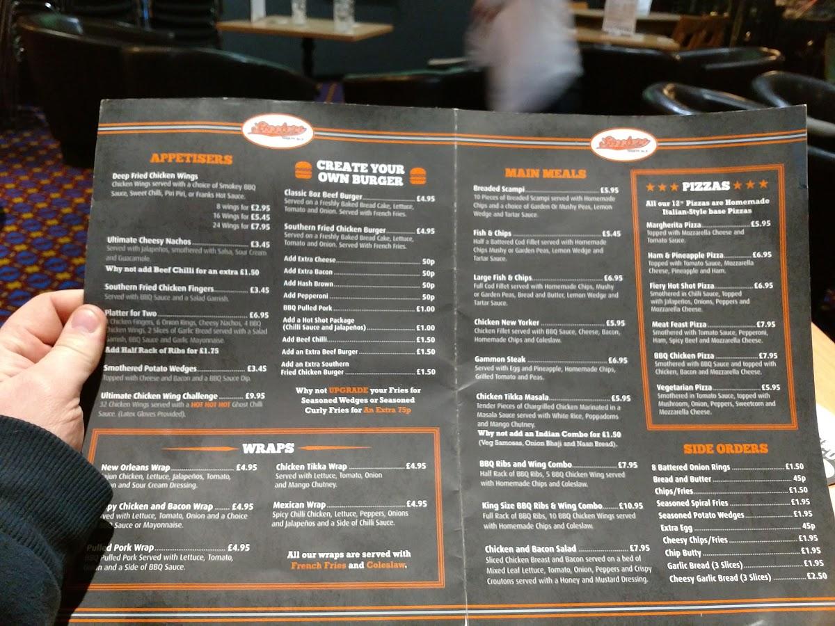 Menu at Steelers Sports Bar, Sheffield
