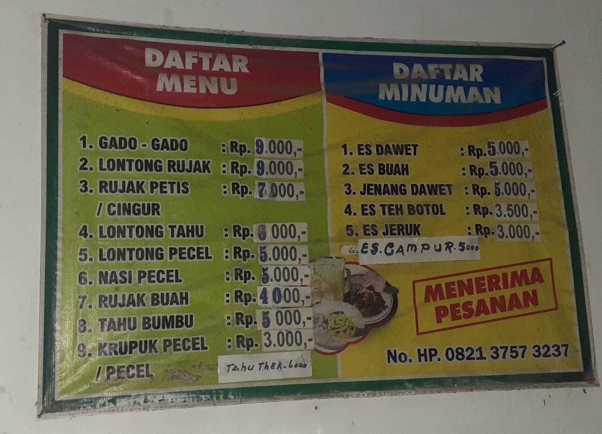 Menu at Warung Bu Cuk restaurant, Nganjuk