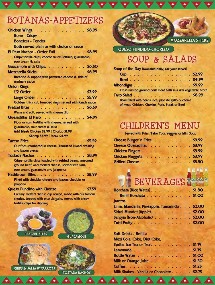 Menu at El Paso Restaurant, Lake Villa, 151 E Grand Ave