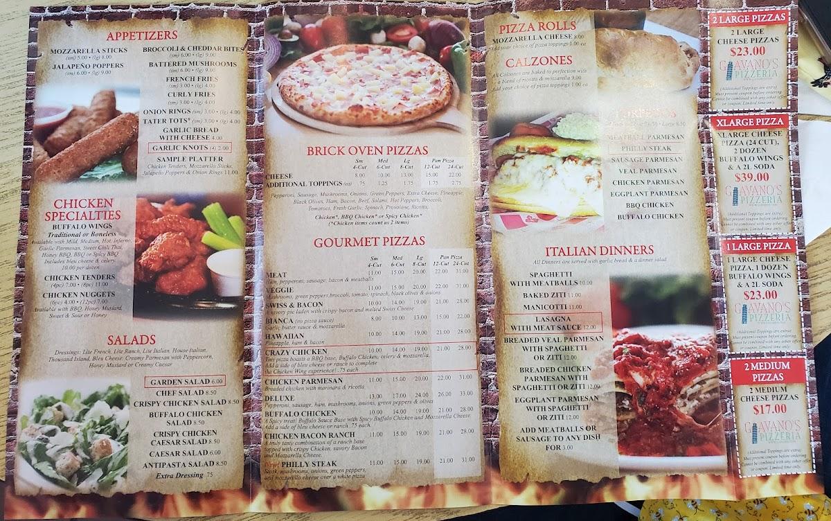 Menu at Giavano's Pizzeria, Queensbury, 727 Upper