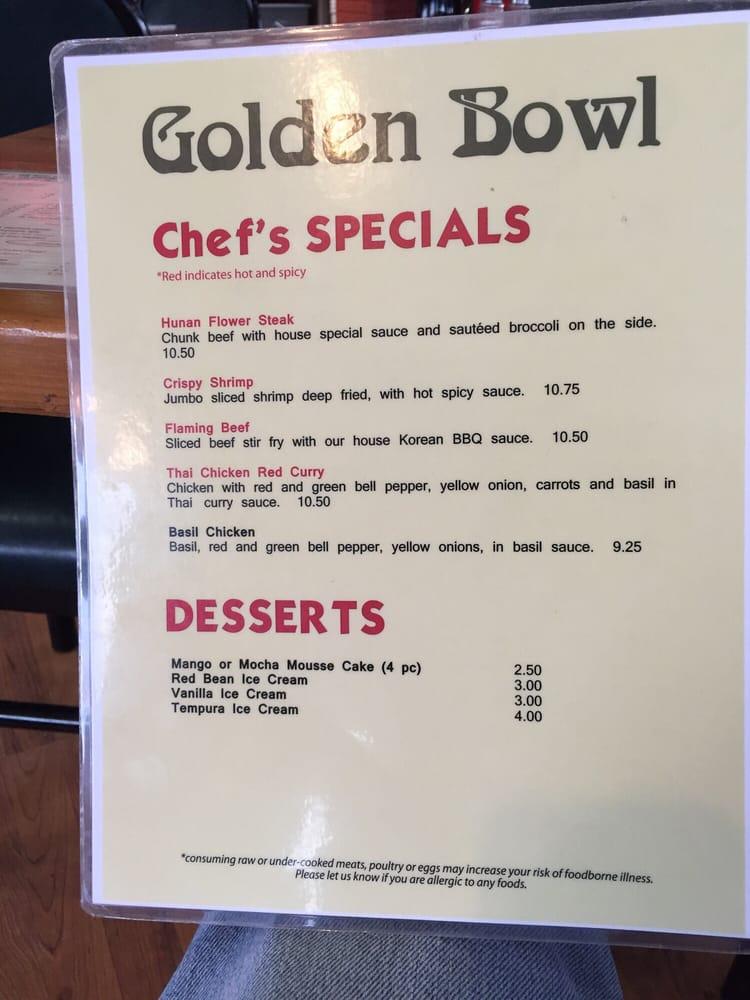 Menu at Golden Bowl Chinese Restaurant, Bellevue