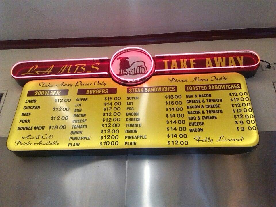 Menu at Lambs on Lygon St restaurant, Carlton, 100 Lygon St