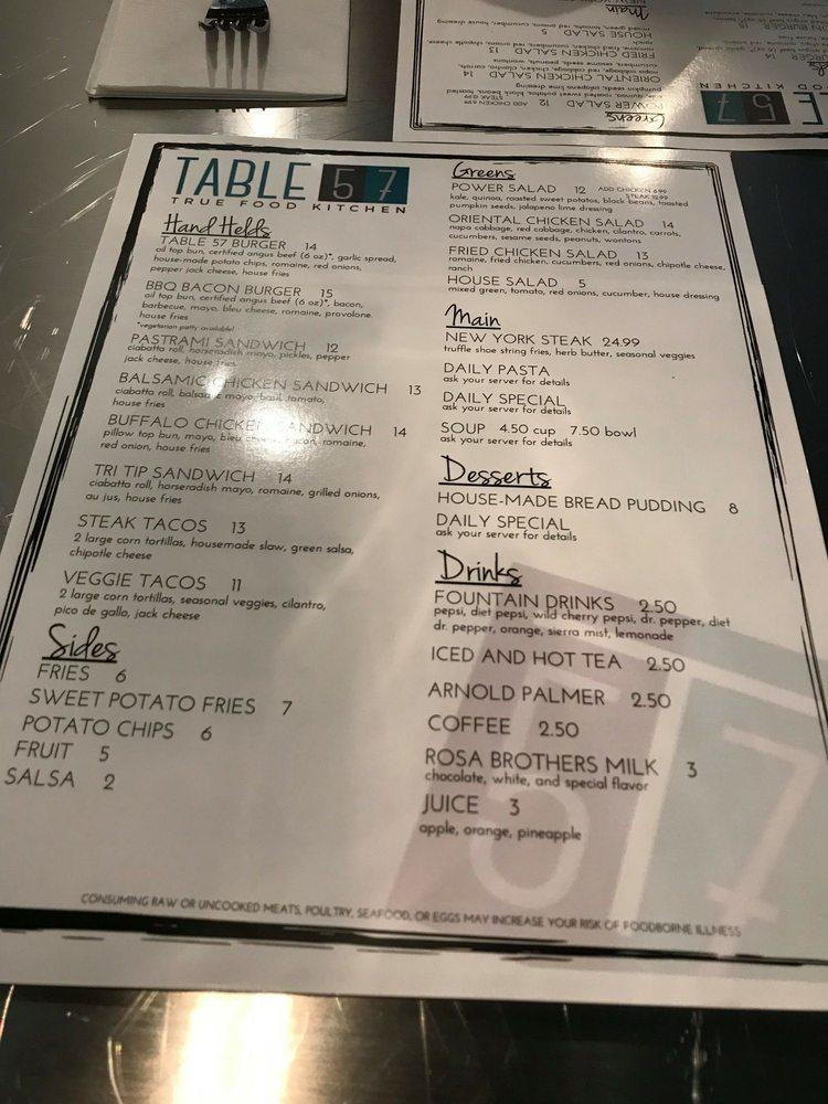 Menu At Table 57 Restaurant, Visalia