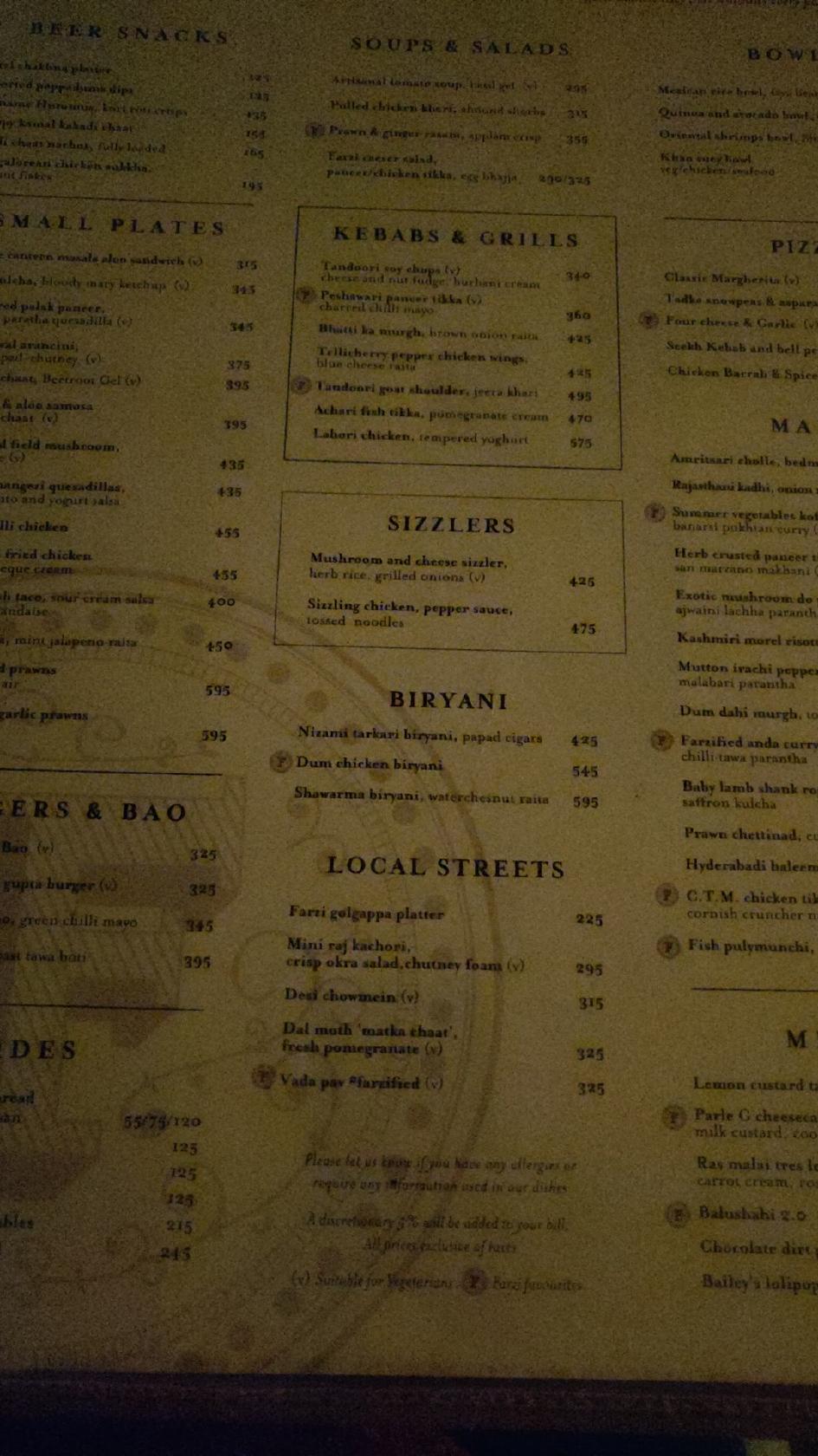 Menu at Farzi Cafe Indore, Indore, Apollo premier building