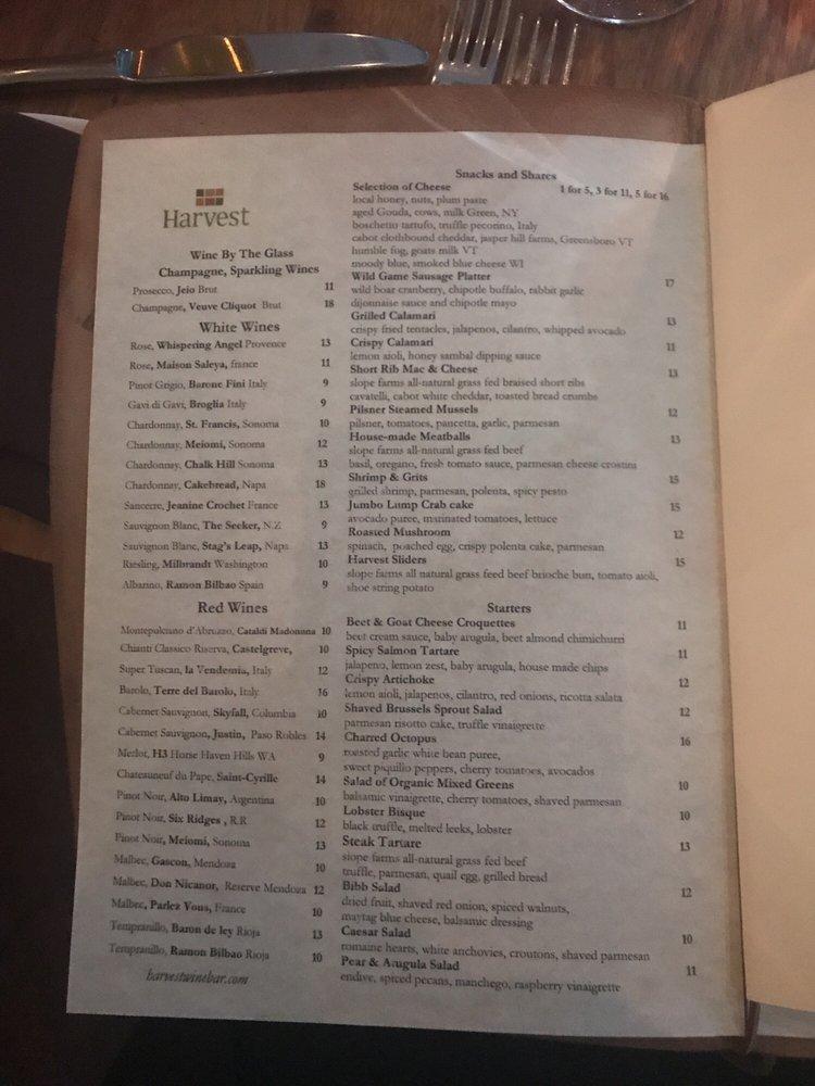 Menu at Harvest Wine Bar & Restaurant, New Haven