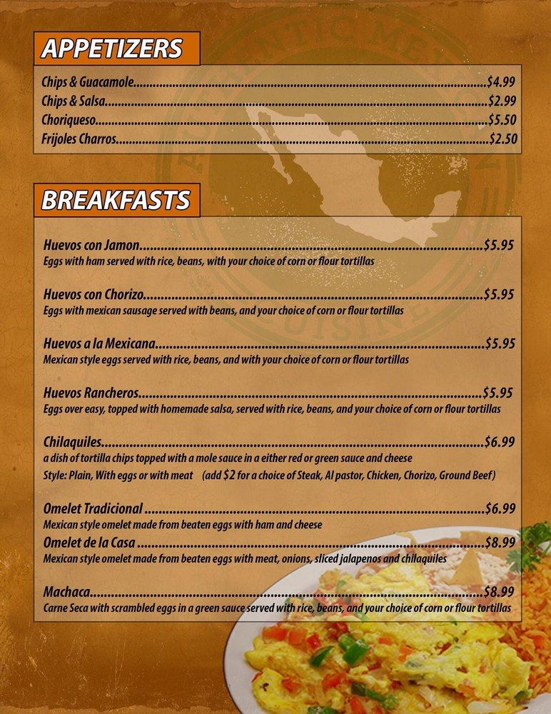 Menu at Mariscos La Isla Dorada restaurant, Des Plaines