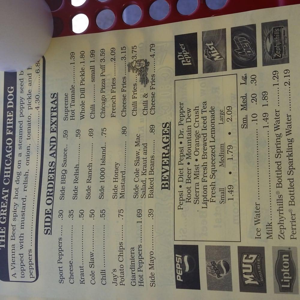 Menu at Hot Dog Heaven restaurant, Orlando