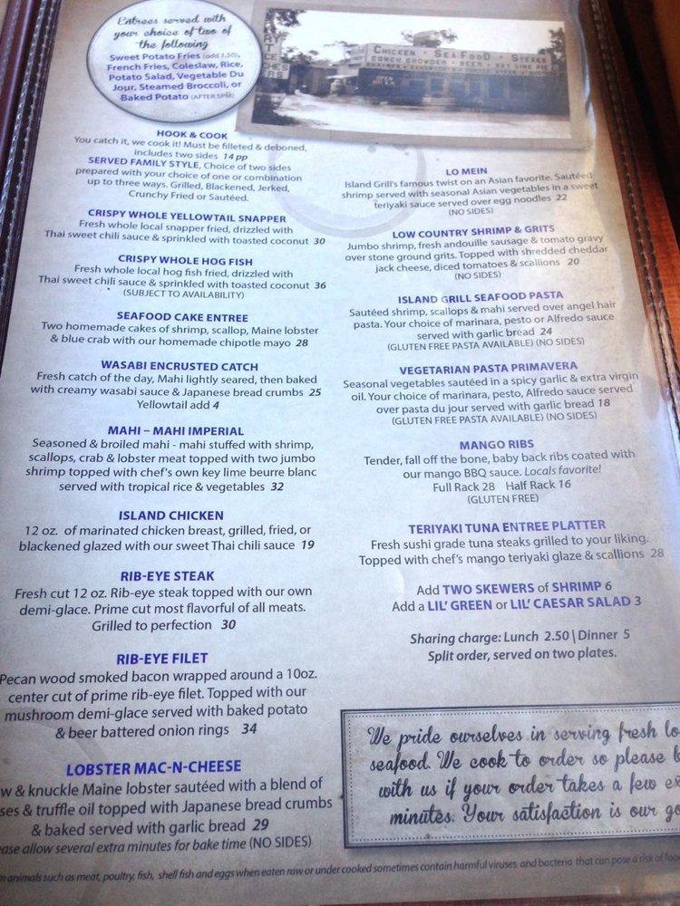 Menu at Island Grill restaurant, Islamorada, Overseas Hwy