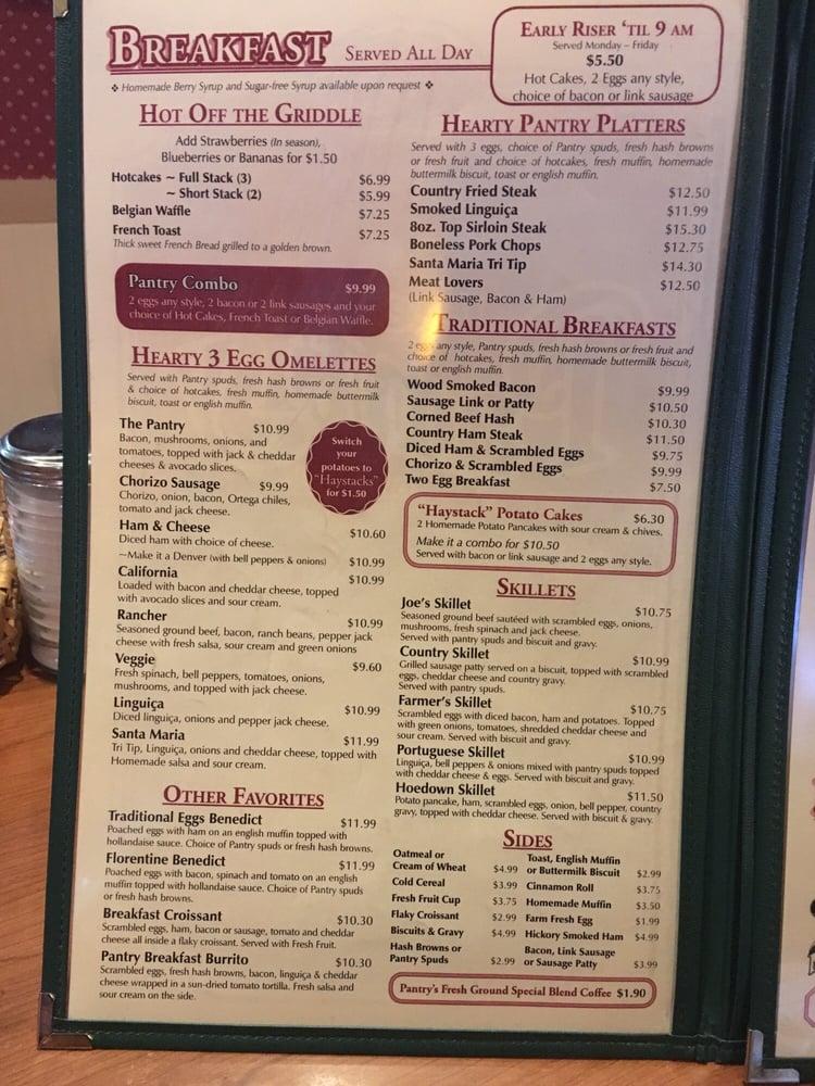 Menu at The Pantry restaurant, Santa Maria, 726 S Broadway