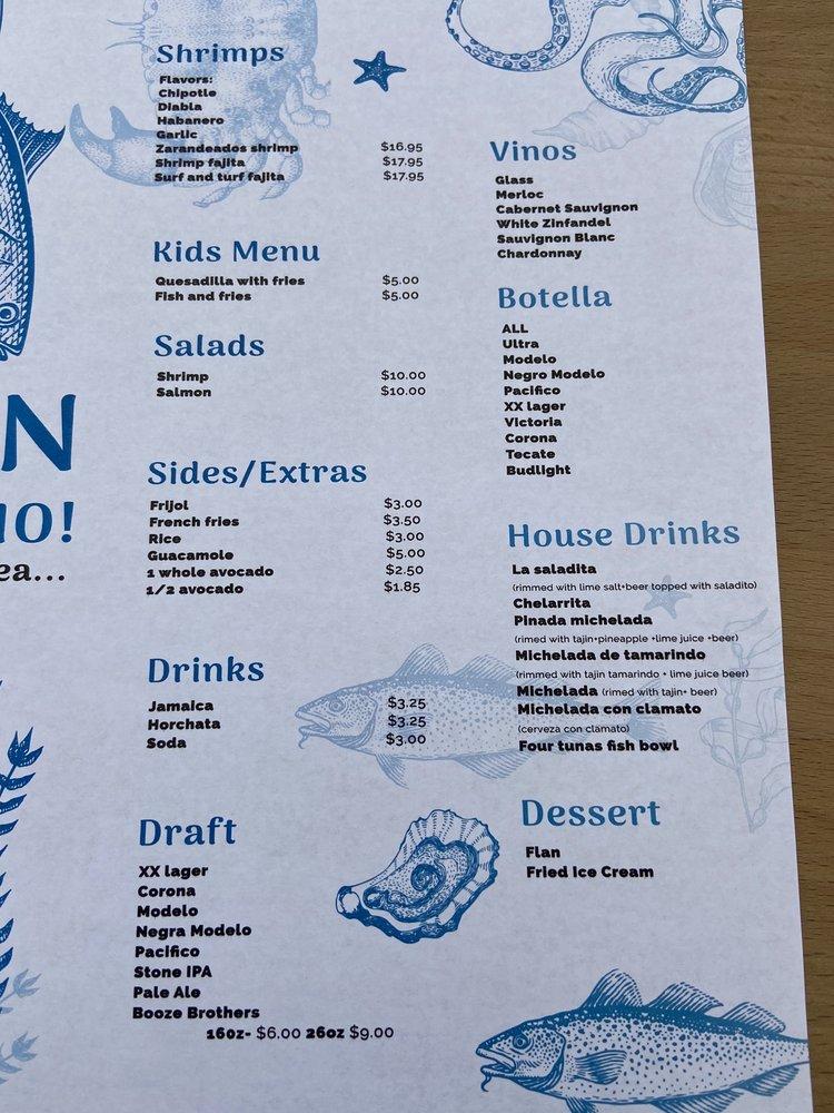 Menu at Four Tunas Fish & Bar, Escondido