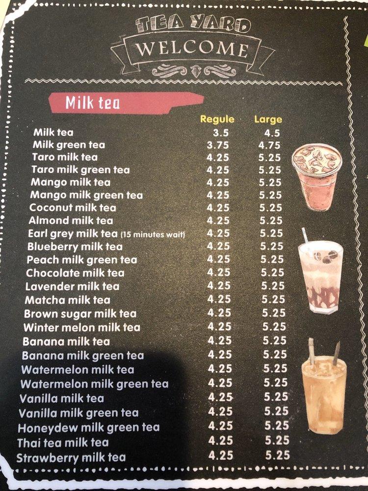 Menu at Tea Yard cafe, Oak Lawn