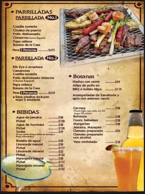 Menu at Las Parrillas, Tijuana, Blvd. Diaz Ordaz 15260