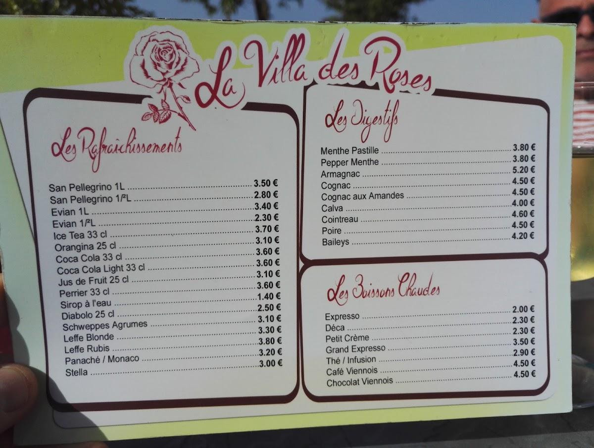 Menu au La Villa des Roses restaurant, Les RosierssurLoire