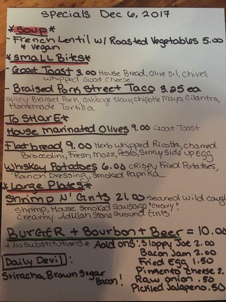 Menu at Whiskey Alley pub & bar, Aiken