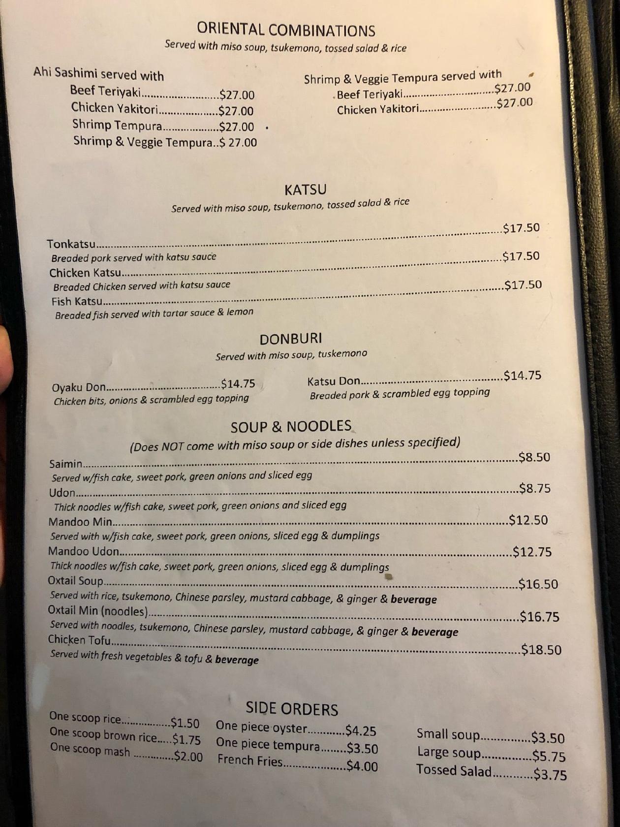 Menu at Eagle Cafe, Honolulu