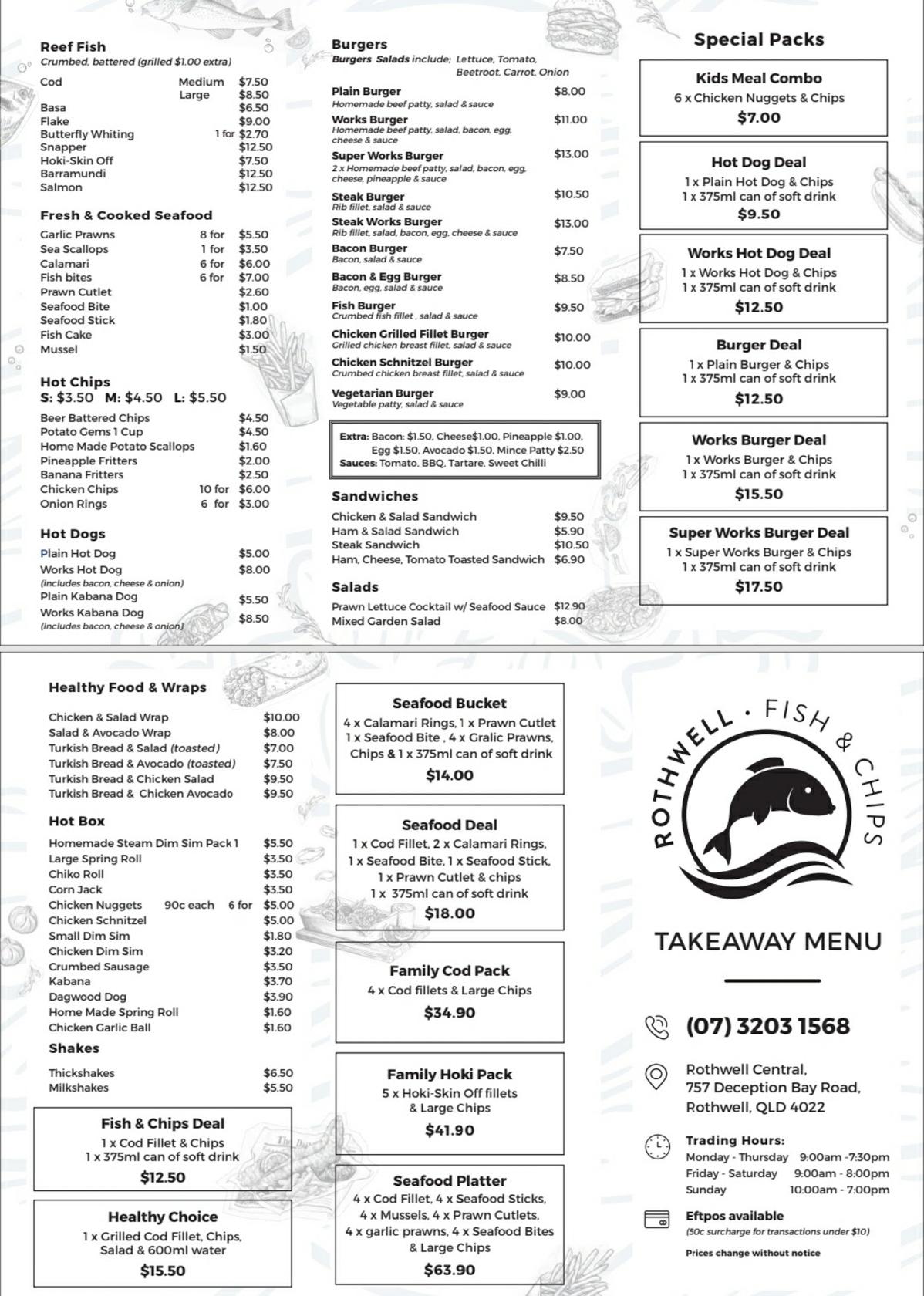 Menu at Rothwell Fish and Chips restaurant, Rothwell