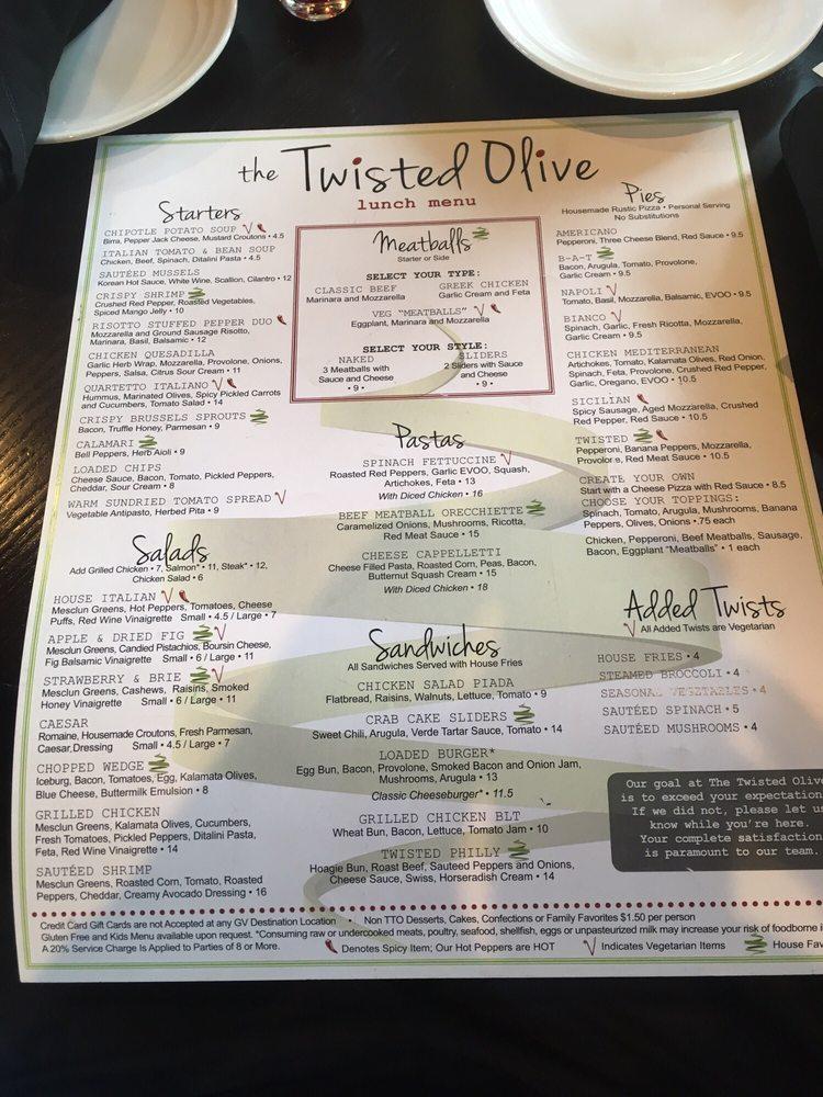 Menu at The Twisted Olive pub & bar, Green