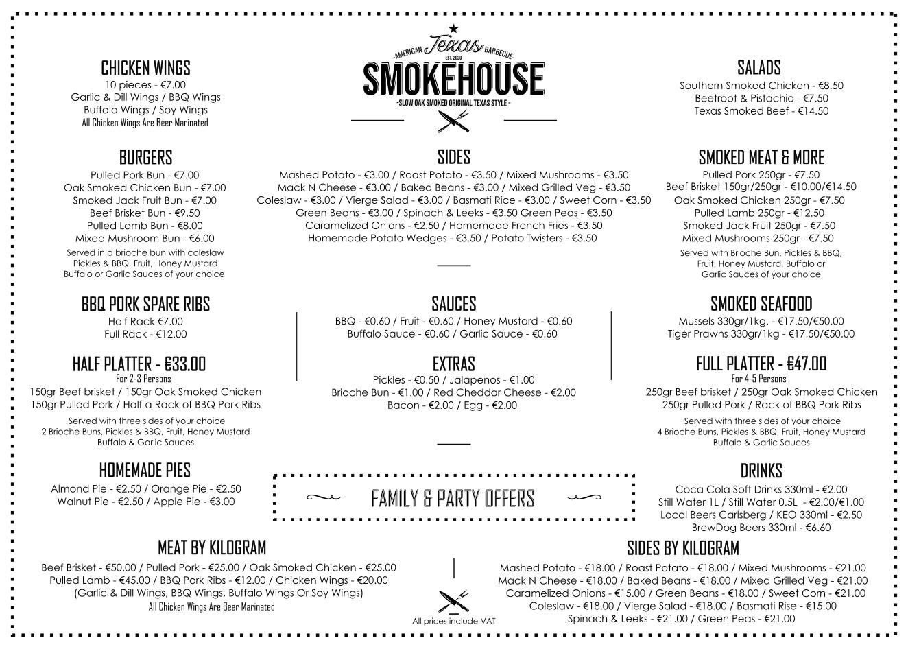 Menu at Texas Smokehouse, Nicosia, Lemesou Avenue