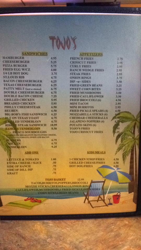 Menu at Tojo's Bar & Grill, Jamaica