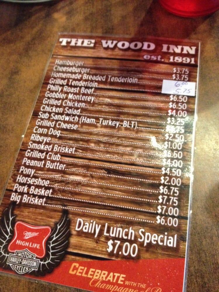Menu at Wood Inn pub & bar, Carthage