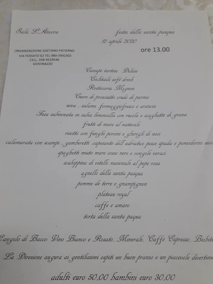 Menu di Ristorante L'Ancora 