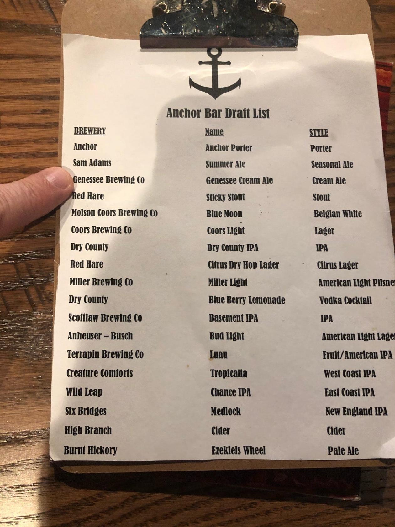 anchor bar buffalo menu