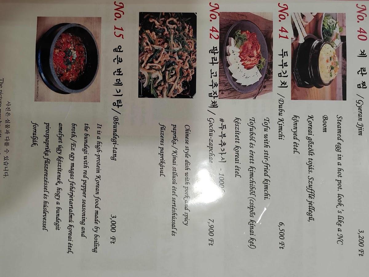 Carta de Bibimbap Korean Restaurant, Budapest