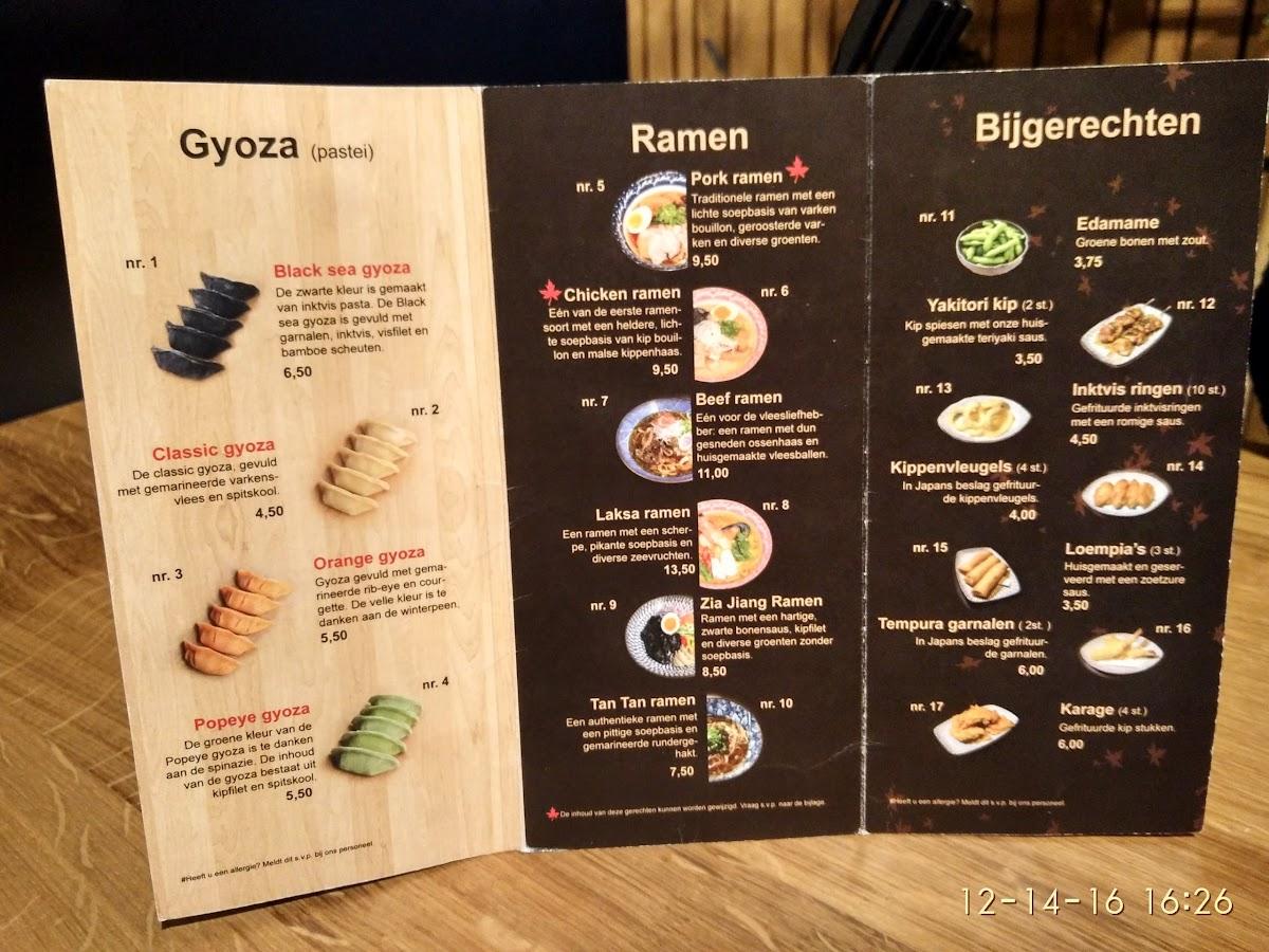 Speisekarte von Momiji Ramen, Den Haag